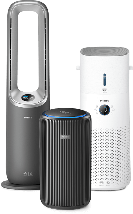 S&uacute;prava čističiek vzduchu Philips stojacich vedľa seba